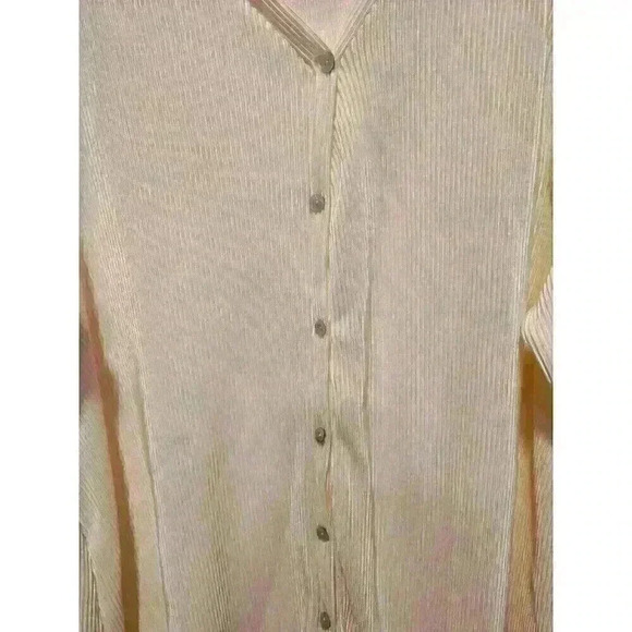 Vintage Pink Lily Size 2X Ivory Pleated Long-sleeved Blouse Top Made in USA NWOT - Picture 2 of 8